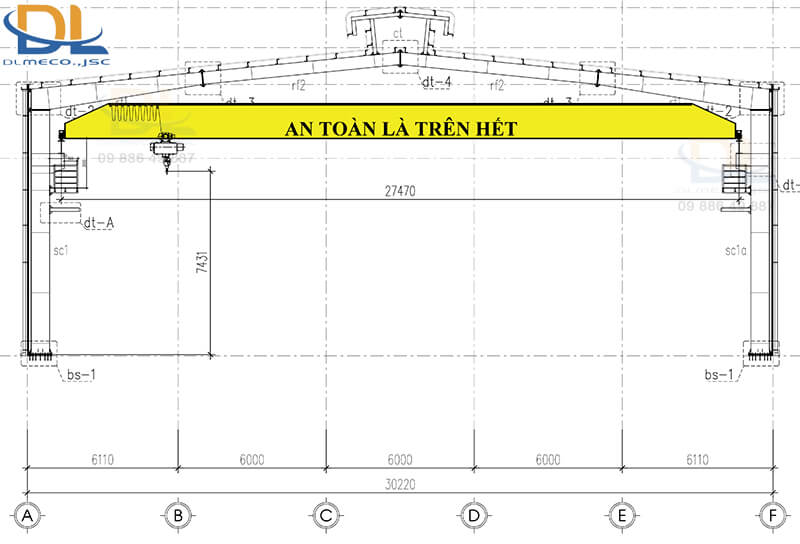 Bản vẽ dự án 2 cầu trục trên 1 đường ray Bản vẽ dự án 2 cầu trục trên 1 đường ray